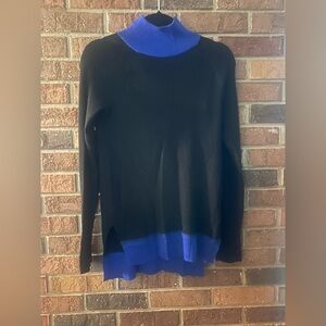 rag & bone Black and Blue Cowl Neck Sweater